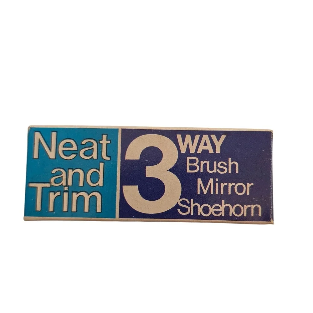 Vintage Neat and Trim 3-Way Folding Travel Grooming Kit Brush Mirror Shoehorn